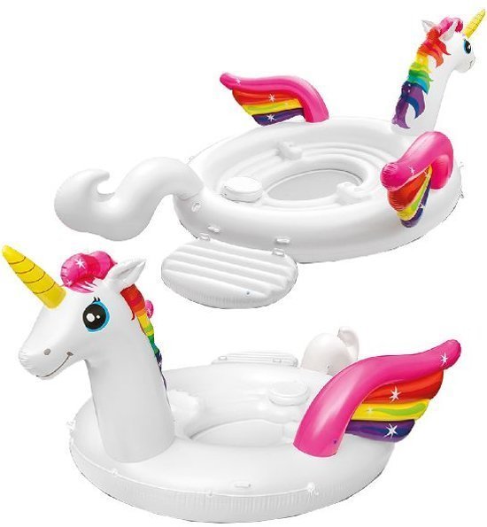 Intex Mega Unicorn Party Island Inflatable Floatie, Model # 57266EU