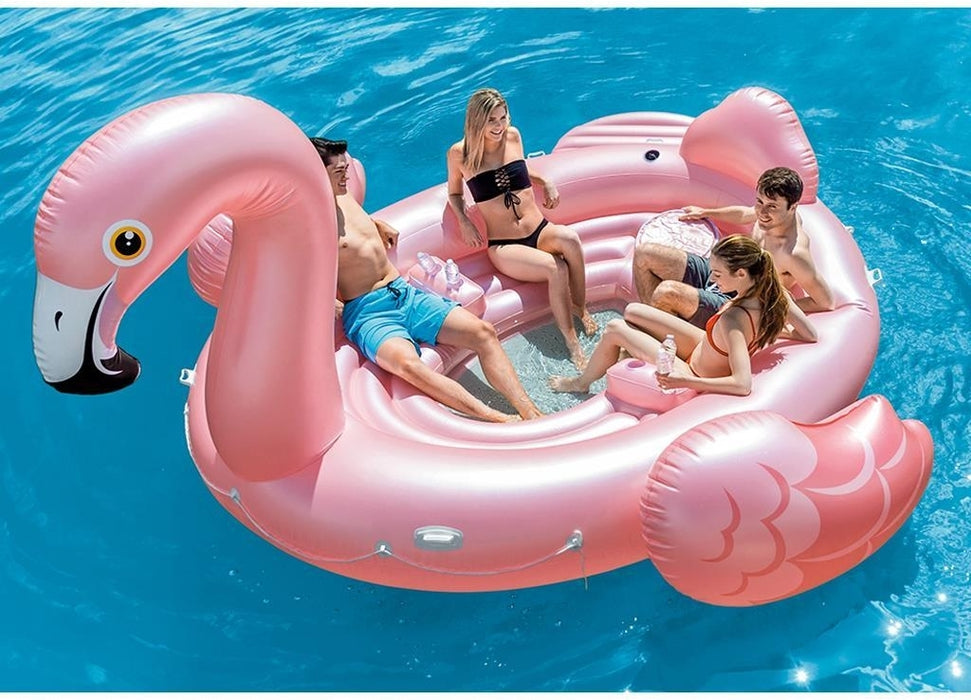 Intex Mega Flamingo Party Island Inflatable Floatie, Model # 57267EU
