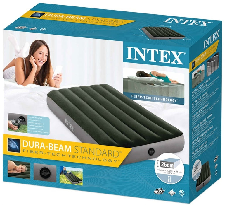 Intex Prestige Downy Twin Airbed with Air Pump, 2 pcs