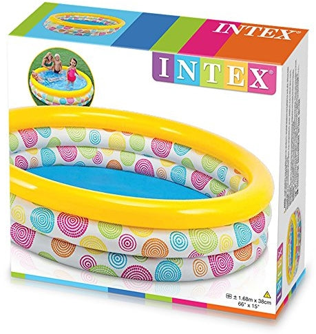 Intex Kids Three Ring Inflatable Pool, Colored Dots, 168 x 38 cm