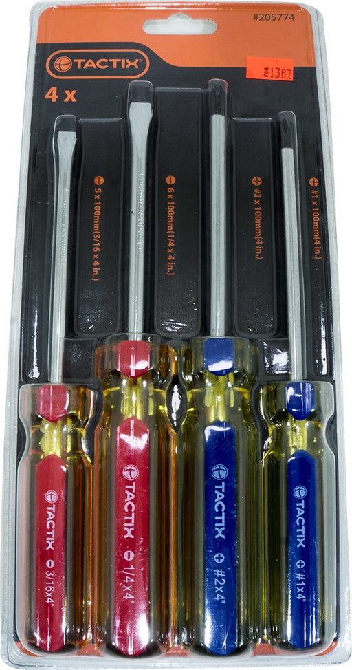 Tactix Screwdriver Set, 4 pc, 4 pc