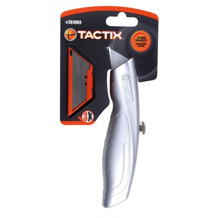 Tactix Utility Knife With 3 Blades, Retractable Blade, #261003, 1 CT