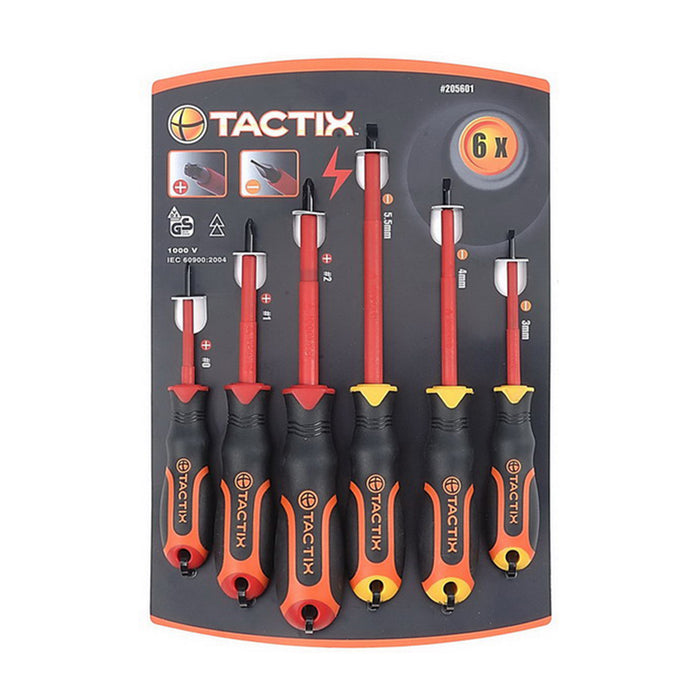 Tactix Insulated Screwdrivers, #205601, 6 pcs