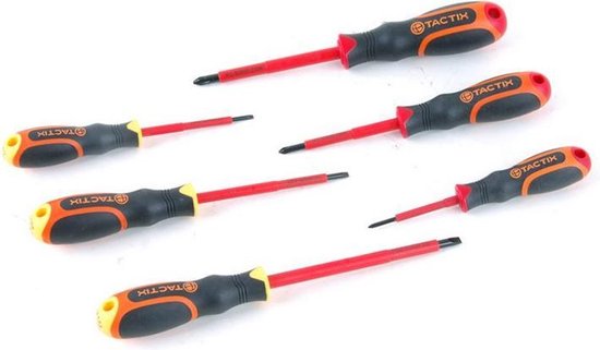 Tactix Insulated Screwdrivers, #205601, 6 pcs