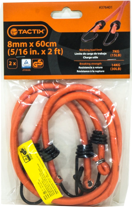 Tactix Bungee Cord, 8 mm x 60 cm, 2 pcs