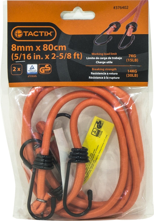 Tactix Bungee Cord, 8 mm x 80 cm, 2 pcs