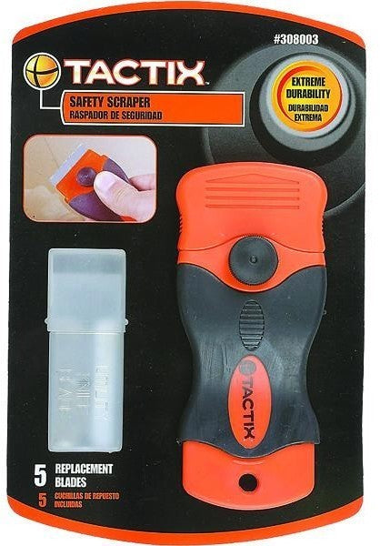 Tactix Safety Scraper with 5 Replacements Blades, 