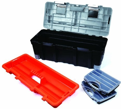 Tactix Full Length Handle Tool box with 2-Piece Organizer, 26 in