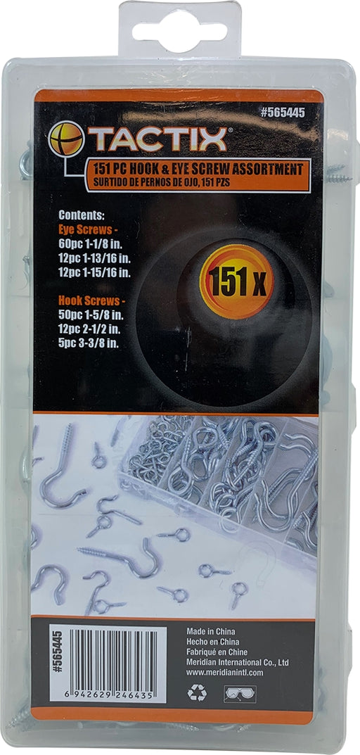 Tactix Hook & Eye Screw Assortment, 151 pcs