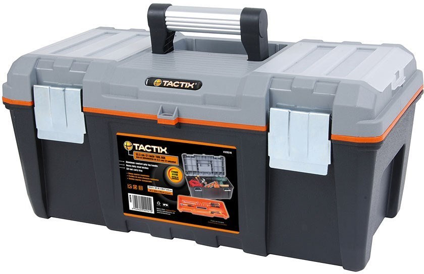 Tactix Tool Box with Aluminium Grip Handle, 53.5 x 27.5 x 24.7 cm