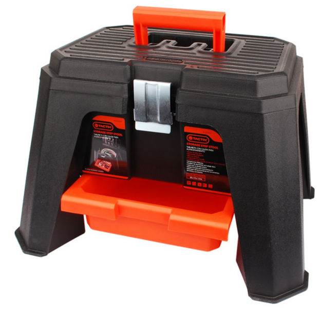 Tactix Storage Step Stool, 20 x 16 x 12.5 inch