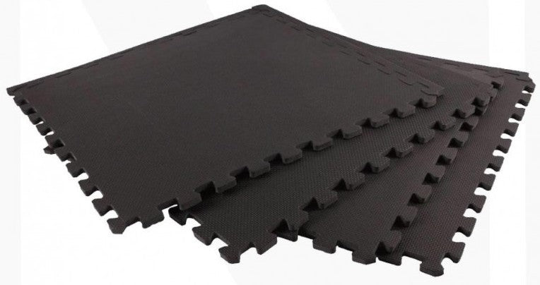 LiveUp Eva Interlocking Gym Floor Mats, Black, 4 x 63 x 63 cm, 4-pack