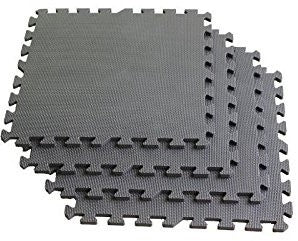 LiveUp Eva Interlocking Gym Floor Mats, Black, 4 x 63 x 63 cm, 4-pack