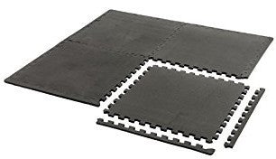 LiveUp Eva Interlocking Gym Floor Mats, Black, 4 x 63 x 63 cm, 4-pack