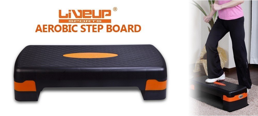 LiveUp Sports Aerobic Step Board, Adjustable Black & Orange, 1 ct