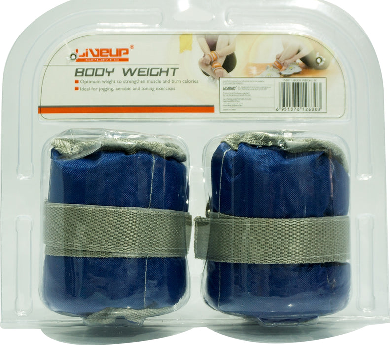 LiveUp 1 kg Wrist/Ankle Weight, Blue, 2 x 1 kg