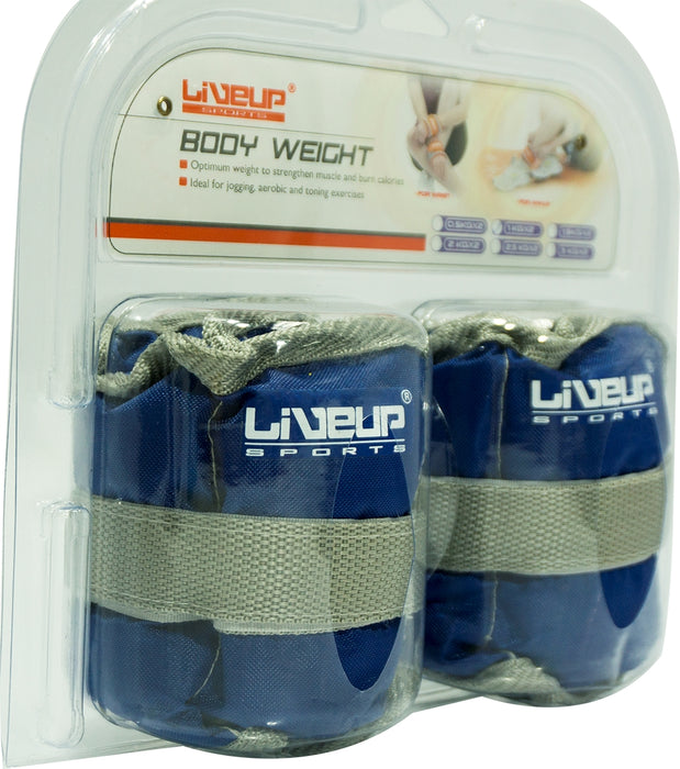 LiveUp 1 kg Wrist/Ankle Weight, Blue, 2 x 1 kg