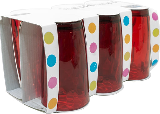 Hartin 6-Pack Glass Tumbler, Red, 12 oz