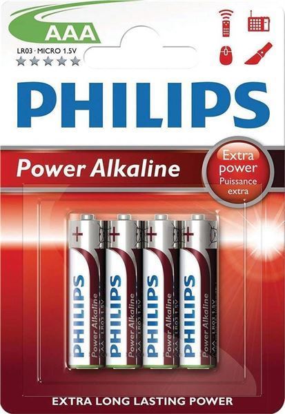 Philips Power Alkaline Batteries, AAA, 4 ct