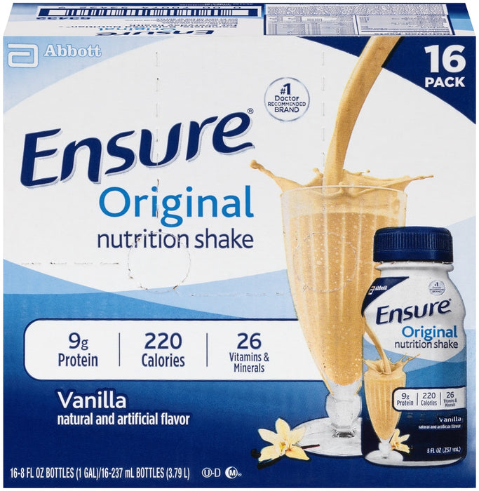 Abbott Ensure Original Nutrition Shake Value Pack, Vanilla, 16 x 8 oz