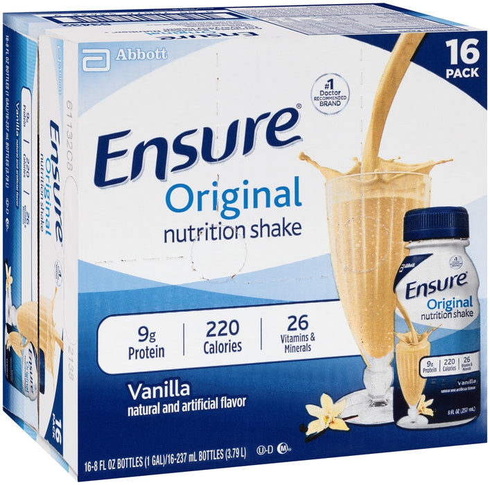 Abbott Ensure Original Nutrition Shake Value Pack, Vanilla, 16 x 8 oz