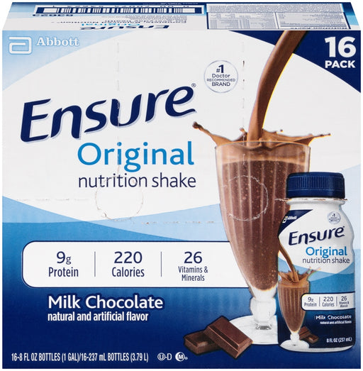 Abbott Ensure Original Nutrition Shake Value Pack, Milk Chocolate, 16 x 8 oz