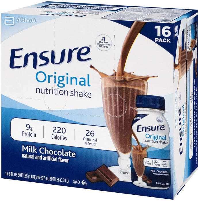 Abbott Ensure Original Nutrition Shake Value Pack, Milk Chocolate, 16 x 8 oz