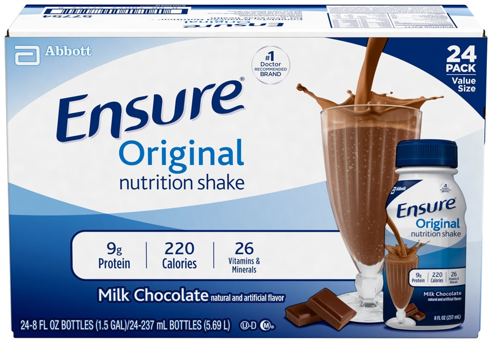 Abbott Ensure Original  Nutrition Shake Value Pack, Creamy Milk Chocolate, 24 x 8 oz