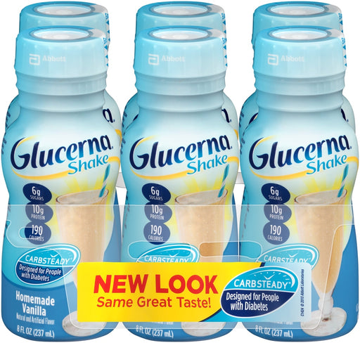 Abbott Glucerna Shake Value Pack, Homemade Vanilla, 6 x 8 oz