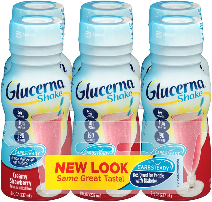 Abbott Glucerna Shake Value Pack, Creamy Strawberry, 6 x 8 oz