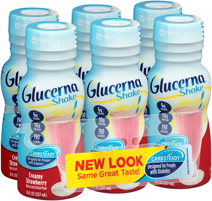 Abbott Glucerna Shake Value Pack, Creamy Strawberry, 6 x 8 oz