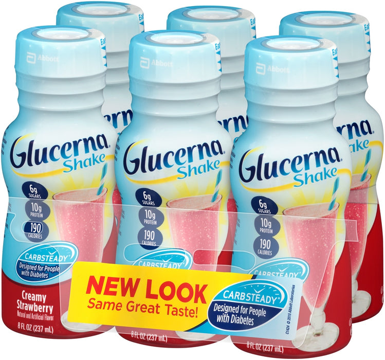 Abbott Glucerna Shake Value Pack, Creamy Strawberry, 6 x 8 oz