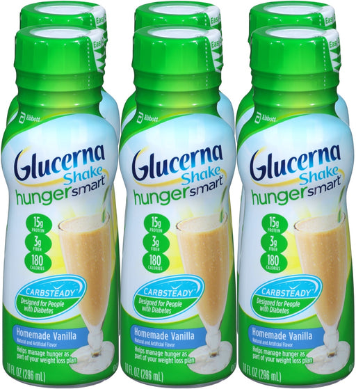 Abbott Glucerna Hunger Smart Shake Value Pack, Homemade Vanilla, 6 x 10 oz