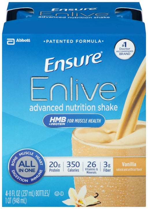 Abbott Ensure Enlive Advanced Nutrition Shake Value Pack, Vanilla, 4 x 8 oz