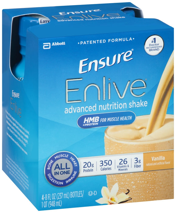 Abbott Ensure Enlive Advanced Nutrition Shake Value Pack, Vanilla, 4 x 8 oz