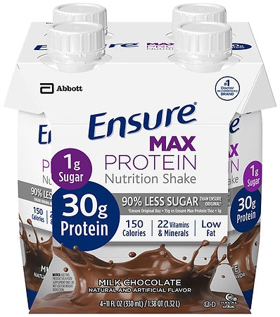 Abbott Ensure Max Protein Nutrition Shake Milk Chocolate, Value Pack, 4 x 11 oz