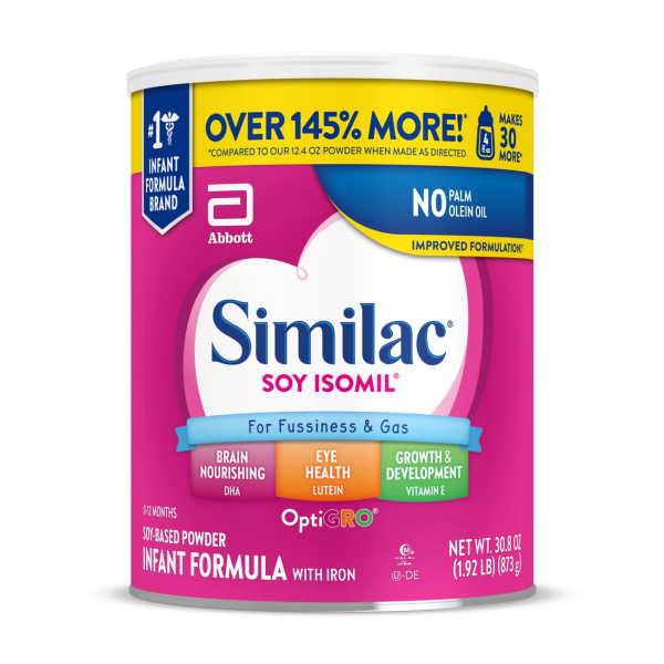 Similac Soy Isomil For Fussiness & Gas Formula With Iron Powder , 30.8 oz