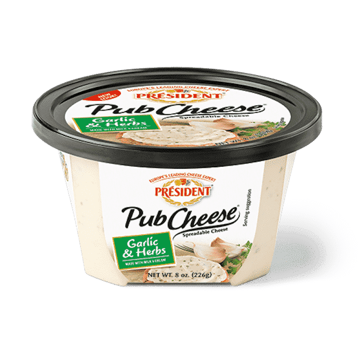 President Garlic & Herbs Spreadable Pub Cheese , 8 oz
