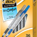 Bic Round Stic Grip Xtra Comfort Ball Pen, Black & Blue, 36 pcs