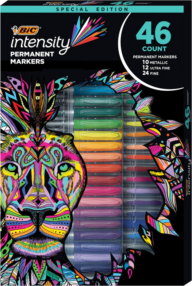 BIC Intensity 46 Pack Permanent Markers - 10 Metallic, 24 Fine, 12 Ultra  Fine