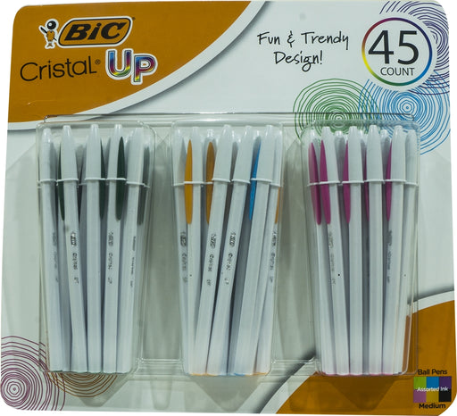 Bic Cristal Up Multi-Colored Pens, 45 pcs