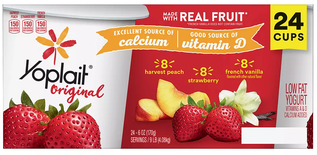 Yoplait Original Low-Fat Yogurt, Variety Pack , 24 x 6 oz