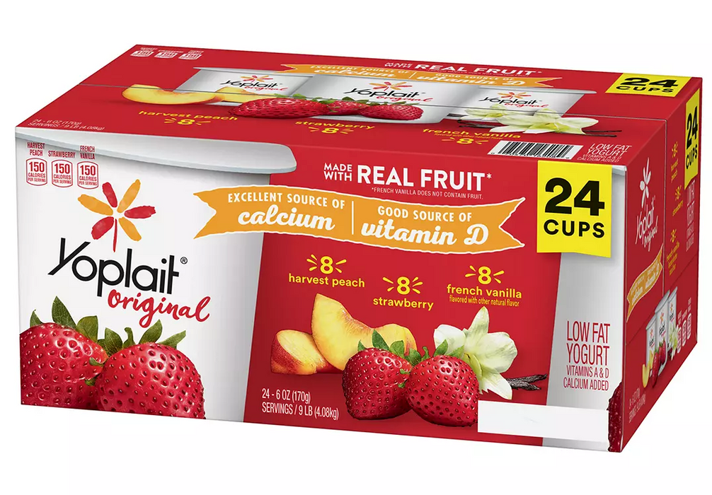 Yoplait Original Low-Fat Yogurt, Variety Pack , 24 x 6 oz