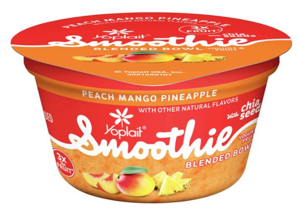 Yoplait Smoothie Yogurt Blended Bowl, Peach Mango Pineapple Flavor, 5.3 oz