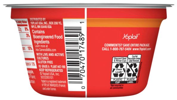 Yoplait Smoothie Yogurt Blended Bowl, Peach Mango Pineapple Flavor, 5.3 oz