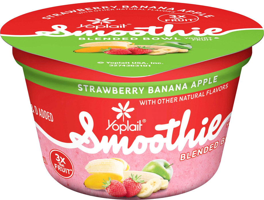 Yoplait Smoothie Yogurt Blended Bowl, Strawberry Banana Apple Flavor, 5.3 oz