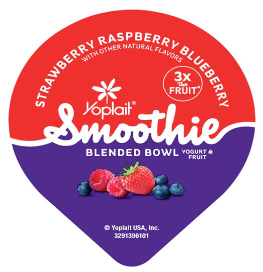 Yoplait Smoothie Yogurt Blended Bowl,Strawberry Raspberry Blueberry Flavor, 5.3 oz