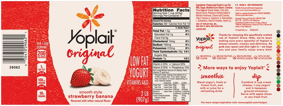 Yoplait Strawberry Banana Original Low-Fat Yogurt, 32 oz