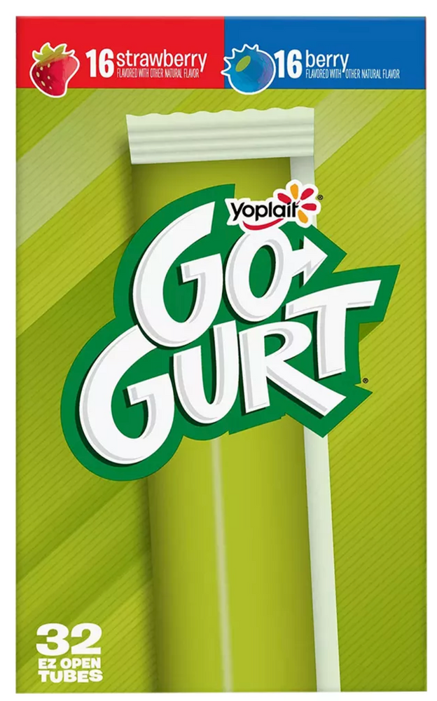 Yoplait Go Gurt Tubes Yogurt, Strawberry & Blueberry Flavor , 32 ct
