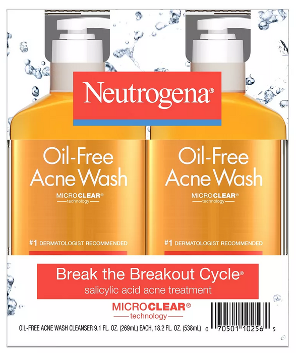 Neutrogena Oil-Free Salicylic Acid Acne Face Wash , 2 x 9.1 oz